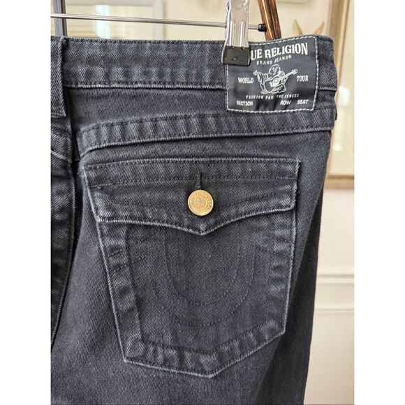 True Religion Joey Mid Rise Flap Flare Jeans Black $154 31 - Picture 6 of 11